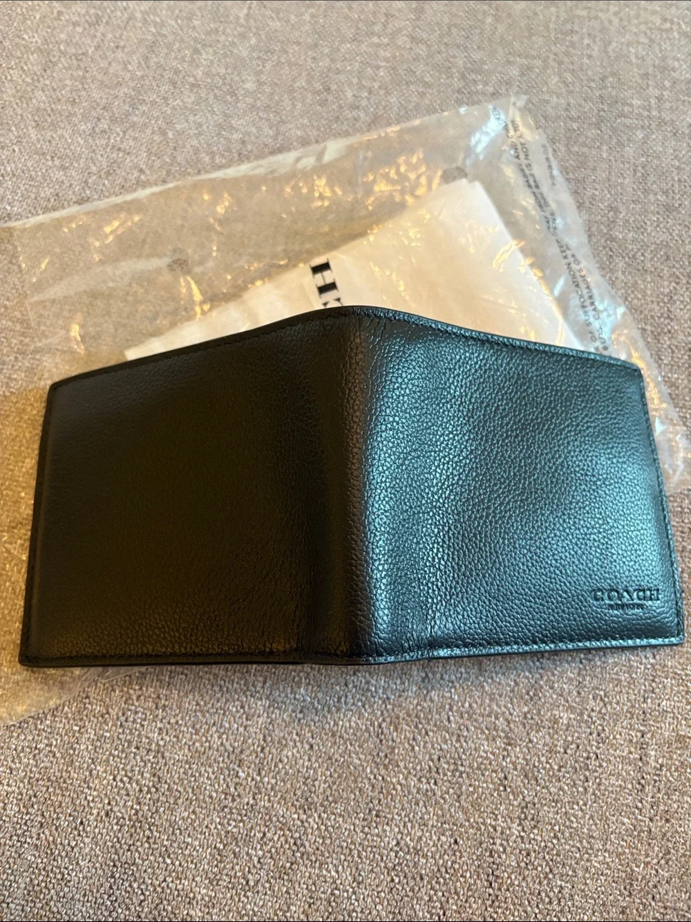 Coach Black Pebbled Leather Bifold Wallet